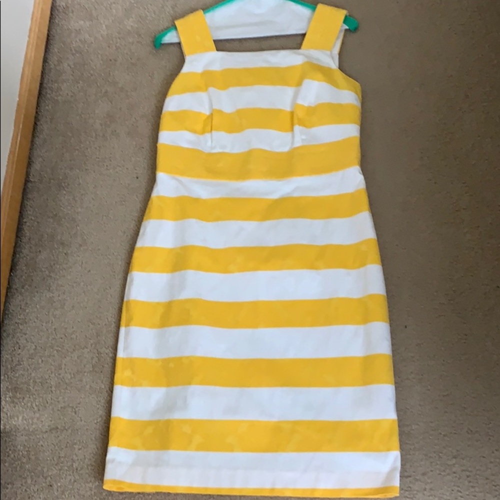 Yellow and white stripe sheath dress
